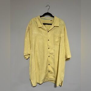 Tommy Bahama 100% Silk Yellow Hawaiian Button Down Shirt Size 2XB